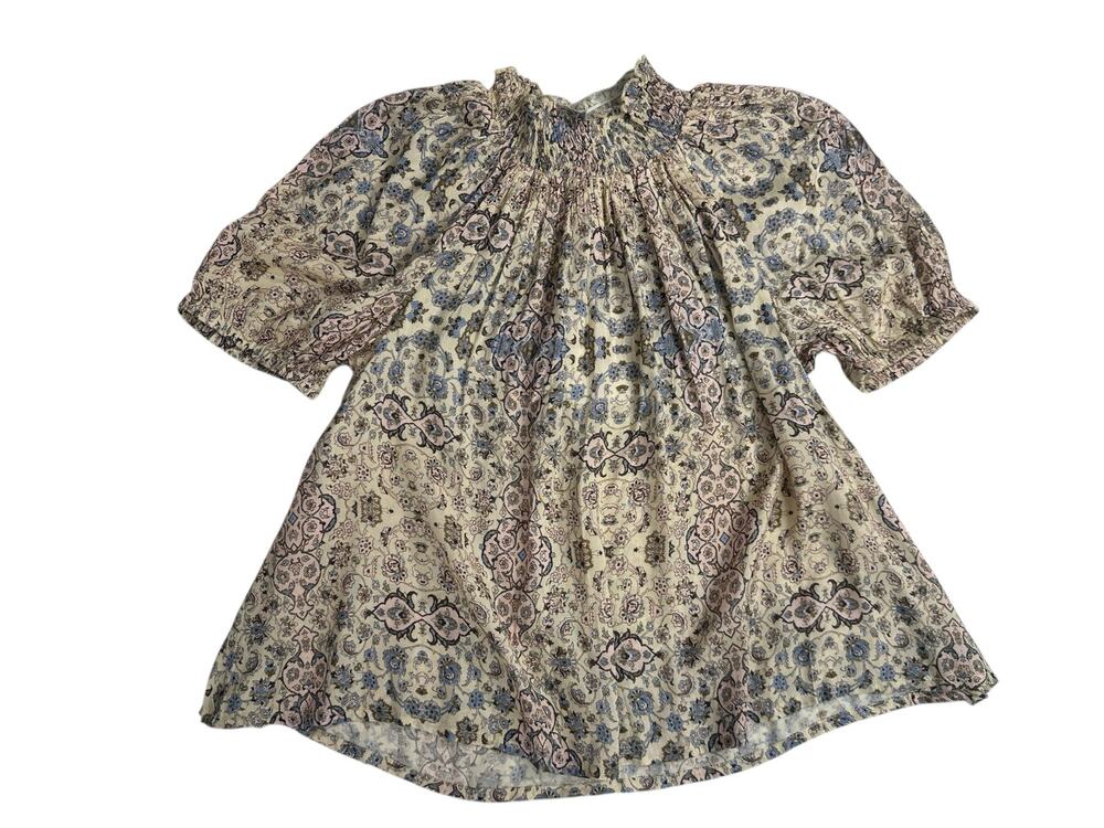 Roller Rabbit Blouse Cream Blue Floral Scroll Odila Ainsley Top New